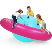 OLAKIDS 8FT Inflatable Dome Rocker Bouncer, Outdoor Kids Giant Roll and Play Seesaw Rocker with 6 Secure Handles, Max Weight 250 LBS, Toddlers Climbing Toy Backyard Play Center Equipment