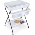thumbnail image 1 of INFANS Baby Changing Table, Folding Diaper Station Portable Nursery Organizer with Safety Belt and Large Storage Racks for Newborn Baby and Infant (White), 1 of 10