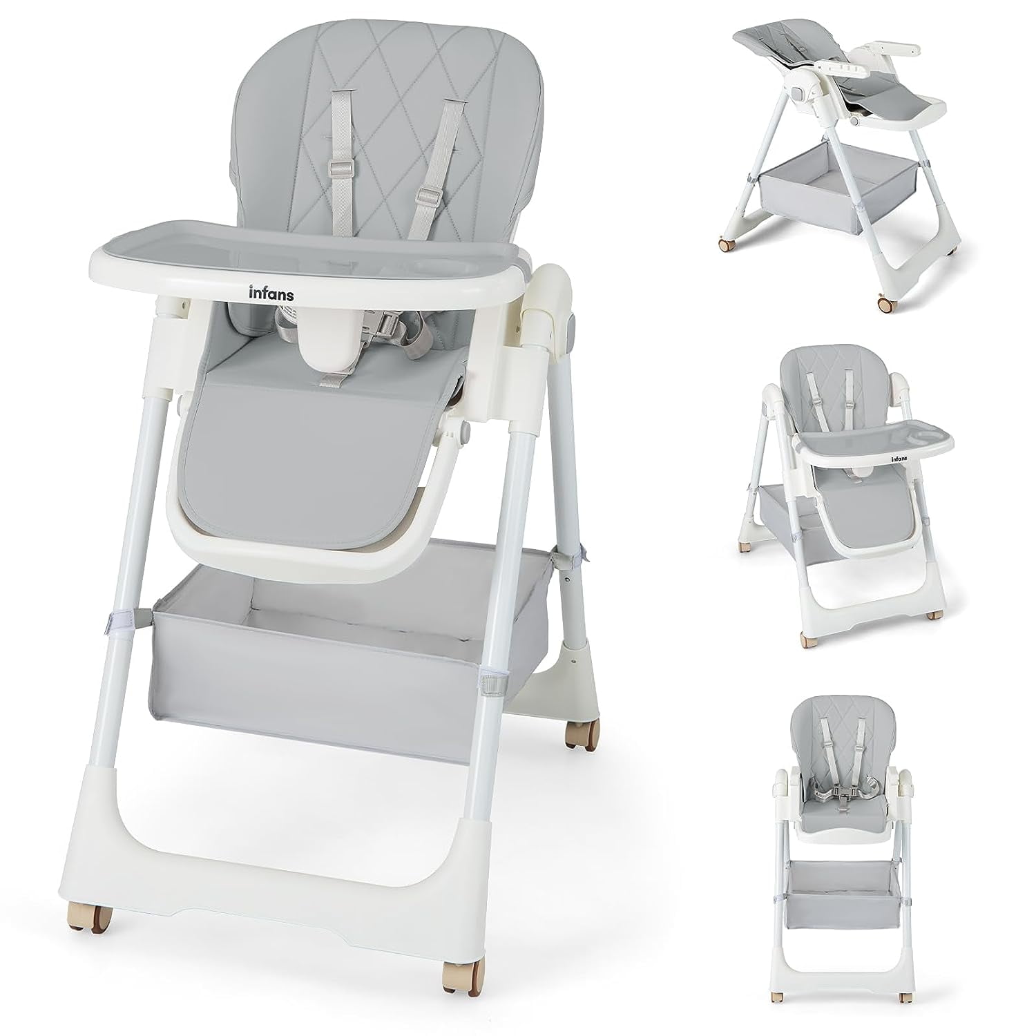 OLAKIDS Baby High Chair, Quick Folding Portable Highchair for Toddlers