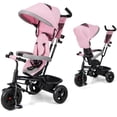 thumbnail image 1 of OLAKIDS Baby Tricycle, 6 in 1 Baby Trike Stroller Toddler Bike with Reversible Seat, Adjustable Handle, Control Direction, Removable Canopy, Safety Harness, Belt, Storage Basket, 9 Months-5 Years, 1 of 9