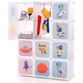 thumbnail image 1 of OLAKIDS Children Wardrobe, Kid Closet Portable Baby Dresser Cute for Kids Bedroom Nursery Armoire with Doors 12 Cube 2 Hanging Sections, Kid Clothes Storage Organizer (White, 12 Cubes), 1 of 9