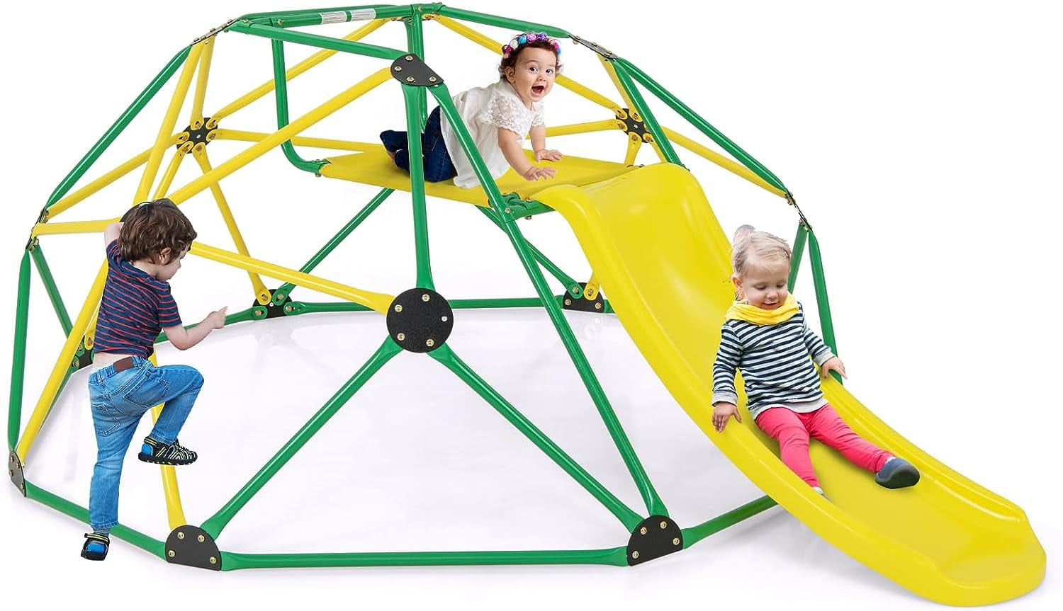 OLAKIDS Climbing Dome with Slide, Kids Outdoor Jungle Gym Geodesic