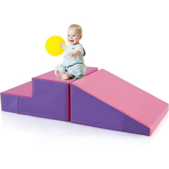 OLAKIDS Climbing Toys for Toddlers, Indoor Baby Foam Climbing Blocks Soft Play Set with PU Leather, Kids Climb and Crawl Playset Sliding Activity Structure Gym Playground Climber
