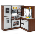 thumbnail image 1 of OLAKIDS Corner Kids Kitchen Playset, Toddler Wooden Pretend Cooking Set with Water Circulation, Realistic Light Sound Stove Removable Sink Storage Cabinet, Simulation Play Kitchen Toy (Corner Coffee), 1 of 11