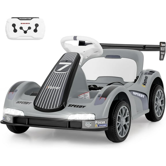 OLAKIDS Electric Go Kart for Kids, 6V Battery Powered Drift Kart with Remote Control, Power Display, Bluetooth, Story, Music, 3-Point Safety Belt, Crazy Cart for Boys Girls Aged 3+