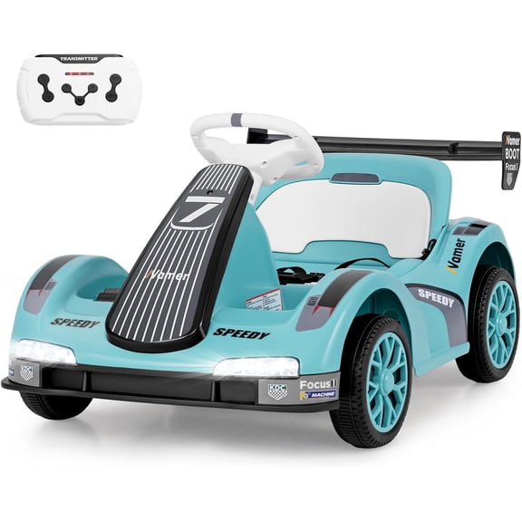 OLAKIDS Electric Go Kart for Kids, 6V Battery Powered Drift Kart with Remote Control, Power Display, Bluetooth, Story, Music, 3-Point Safety Belt, Crazy Cart for Boys Girls Aged 3+