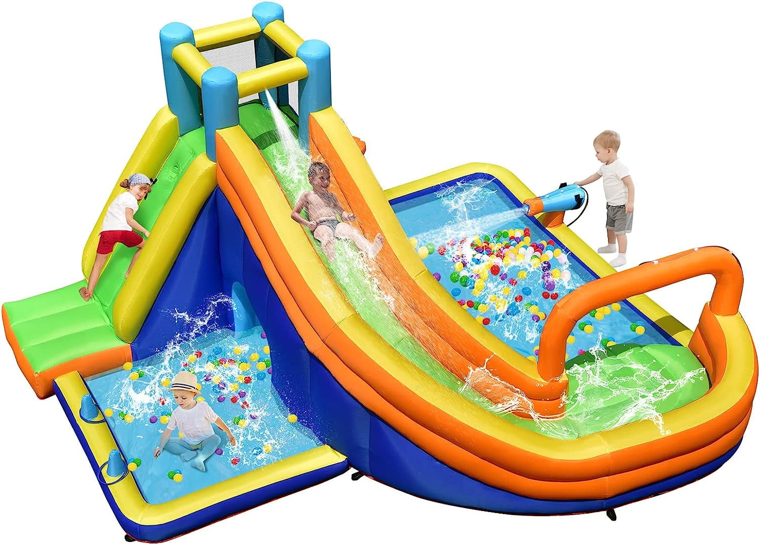 Inflatable Pool Stakes OLAKIDS Inflatable Water Slide, 8 in 1 Bounce House with Slide ...