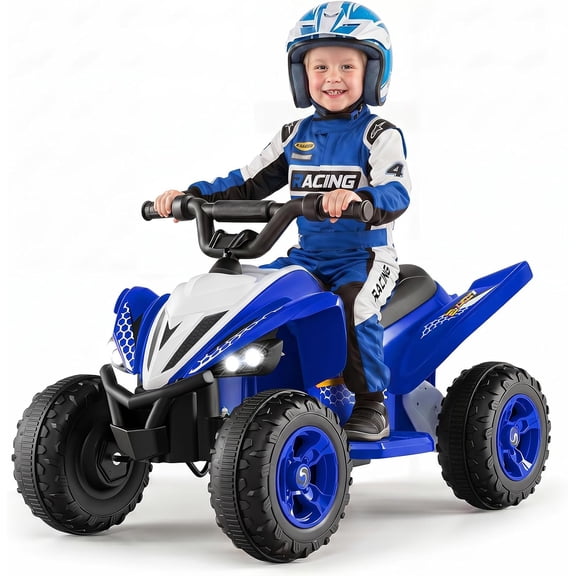 OLAKIDS Kids ATV, 12V Battery Powered Electric Vehicle with LED Lights, Music, Big Tires, USB & Bluetooth, Large Seat, Ride On Toys for Boys Girls Ages 3+