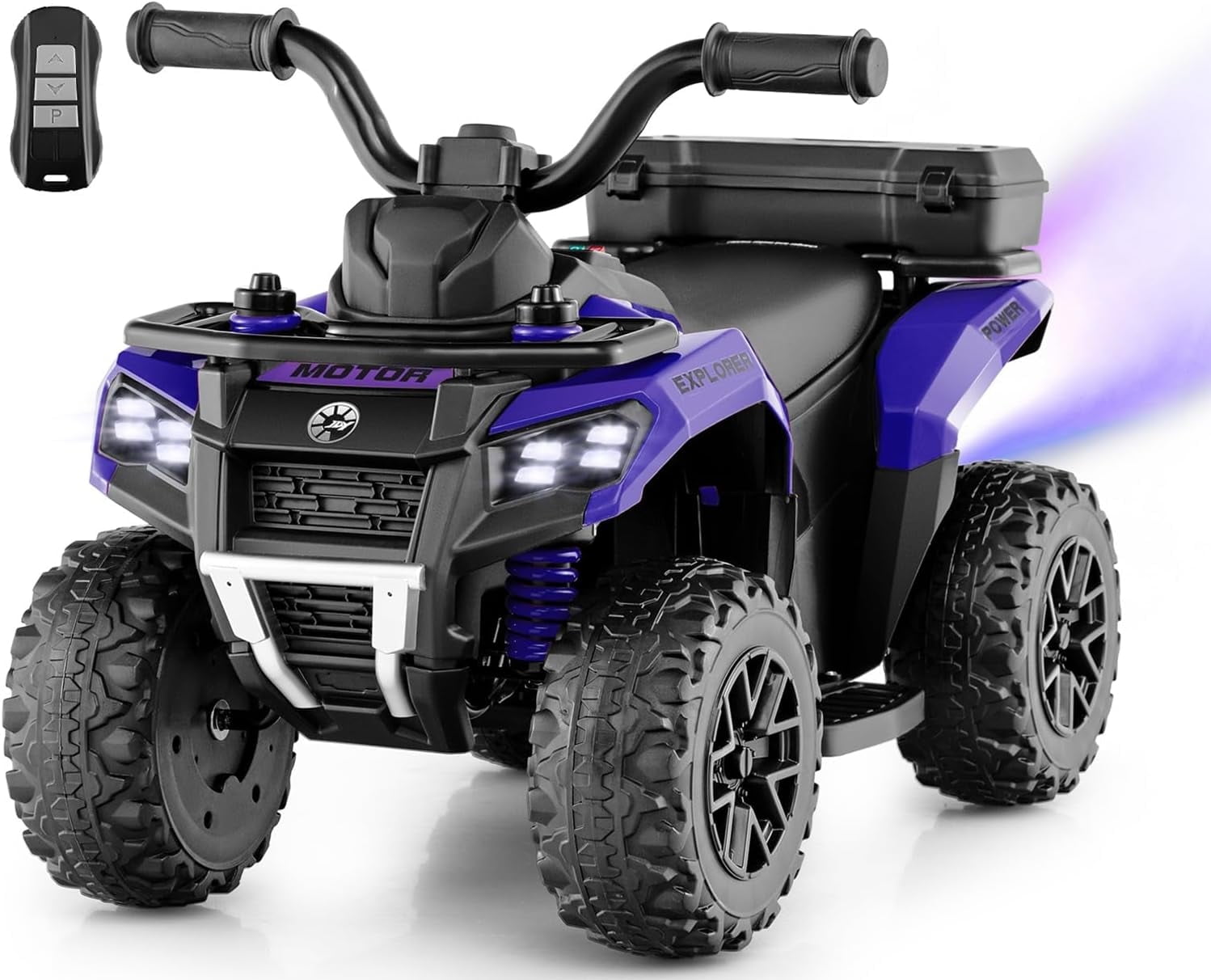 OLAKIDS Kids ATV with Spray Function, Remote Control, Storage Trunk, 6V Electric Toddler Ride on Toy