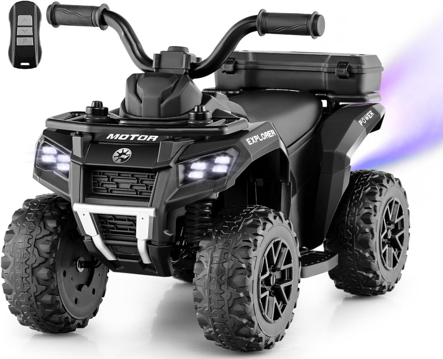 OLAKIDS Kids ATV with Spray Function, Remote Control, Storage Trunk, 6V Electric Toddler Ride on Toy