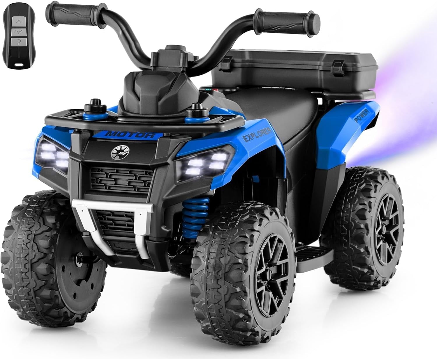 OLAKIDS Kids ATV with Spray Function, Remote Control, Storage Trunk, 6V Electric Toddler Ride on Toy