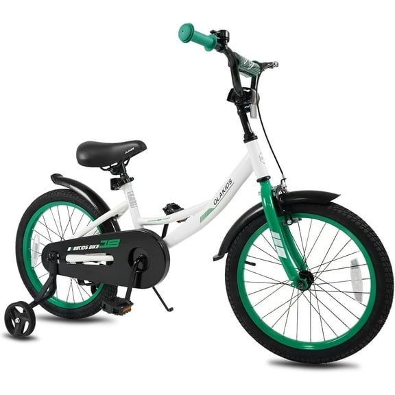 OLAKIDS Kids Bike, 12 14 16 18 Inch BMX Style Toddlers Bike with Training Wheels Adjustable Seat Handlebar Coaster Brake Handbrake Safety Bell, Children's Bicycle for Boys Girls