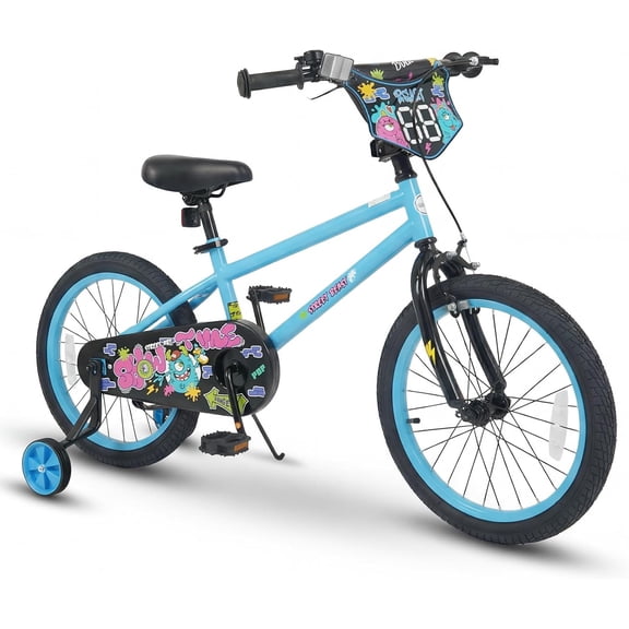 OLAKIDS Kids Bike, 12 14 16 18 Inch Toddler Children BMX Bicycle with DIY Drawing Board Training Wheels Adjustable Seat Handbrake Coaster Brake Safety Bell