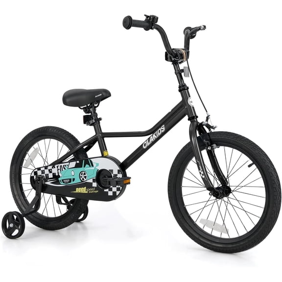 OLAKIDS Kids Bike, 12 14 16 18 Inch Toddlers Bike with Training Wheels Safety Bell Adjustable Seat and Handlebar Handbrake and Coaster Brake, Children's Bicycle for Boys Girls