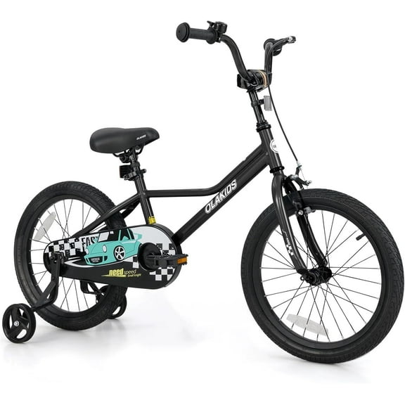 OLAKIDS Kids Bike, 12 14 16 18 Inch Toddlers Bike with Training Wheels Safety Bell Adjustable Seat and Handlebar Handbrake and Coaster Brake, Children's Bicycle for Boys Girls
