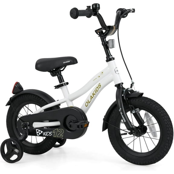 OLAKIDS Kids Bike, 12 14 16 18 Inch Toddlers Bike with Training Wheels Safety Bell Adjustable Seat and Handlebar, Handbrake and Coaster Brake, Children's Bicycle for Boys Girls