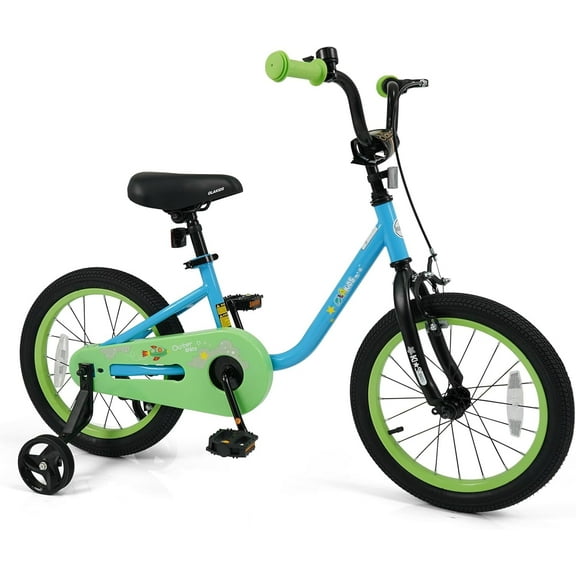 OLAKIDS Kids Bike, 12 14 16 Inch Toddler Bicycle with Training Wheels, Space Theme Children Bike with Adjustable Seat Handlebar Handbrake Coaster Brake Safety Bell for Boys Girls 3-8