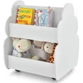 thumbnail image 1 of OLAKIDS Kids Bookshelf with Wheels, Wooden Bookcase Toy Storage Cabinet Organizer Holder, Toddler Display Stand Book Rack for Bedroom Playroom Nursery Kindergarten, 1 of 9