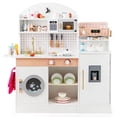 thumbnail image 1 of OLAKIDS Kids Kitchen Playset, Toddler Wooden Kitchen Pretend Cooking Toy Set with Coffee Maker Ice Machine Dishwasher Microwave Storage Cabinet, Simulation Play Kitchen for Boys Girls 3+, 1 of 10