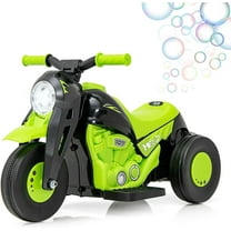 OLAKIDS Kids Motorcycle, 6V Electric Ride On Car with Automatic Bubble Function, Foot Pedal, Headlight, Music, 3 Anti-Skip Wheels Vehicle for Children, Toddler Ages 3  (Green)