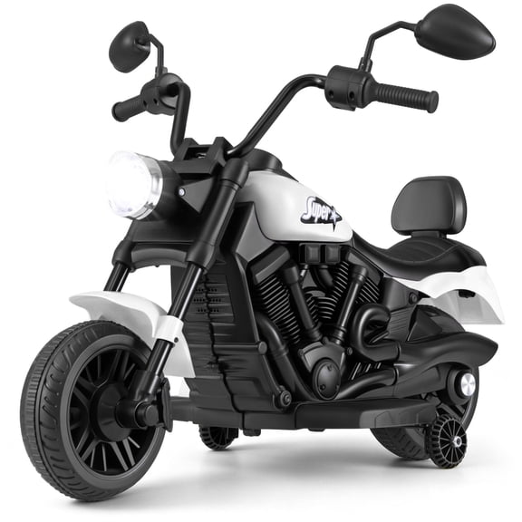 OLAKIDS Kids Motorcycle, 6V Ride On Toy with Training Wheels, Forward/Reverse Switch, Music & Headlights for Toddlers 3+ Years