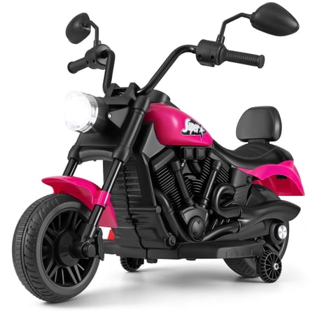 OLAKIDS Kids Motorcycle, 6V Ride On Toy with Training Wheels, Forward/Reverse Switch, Music & Headlights for Toddlers 3+ Years