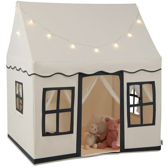 OLAKIDS Kids Play Tent with Washable Mat Star Light Windows, Anti-Trip Large Playhouse Toys for Children Boys Girls, Indoor Outdoor Princess Tents Castle for Toddlers (Beige)