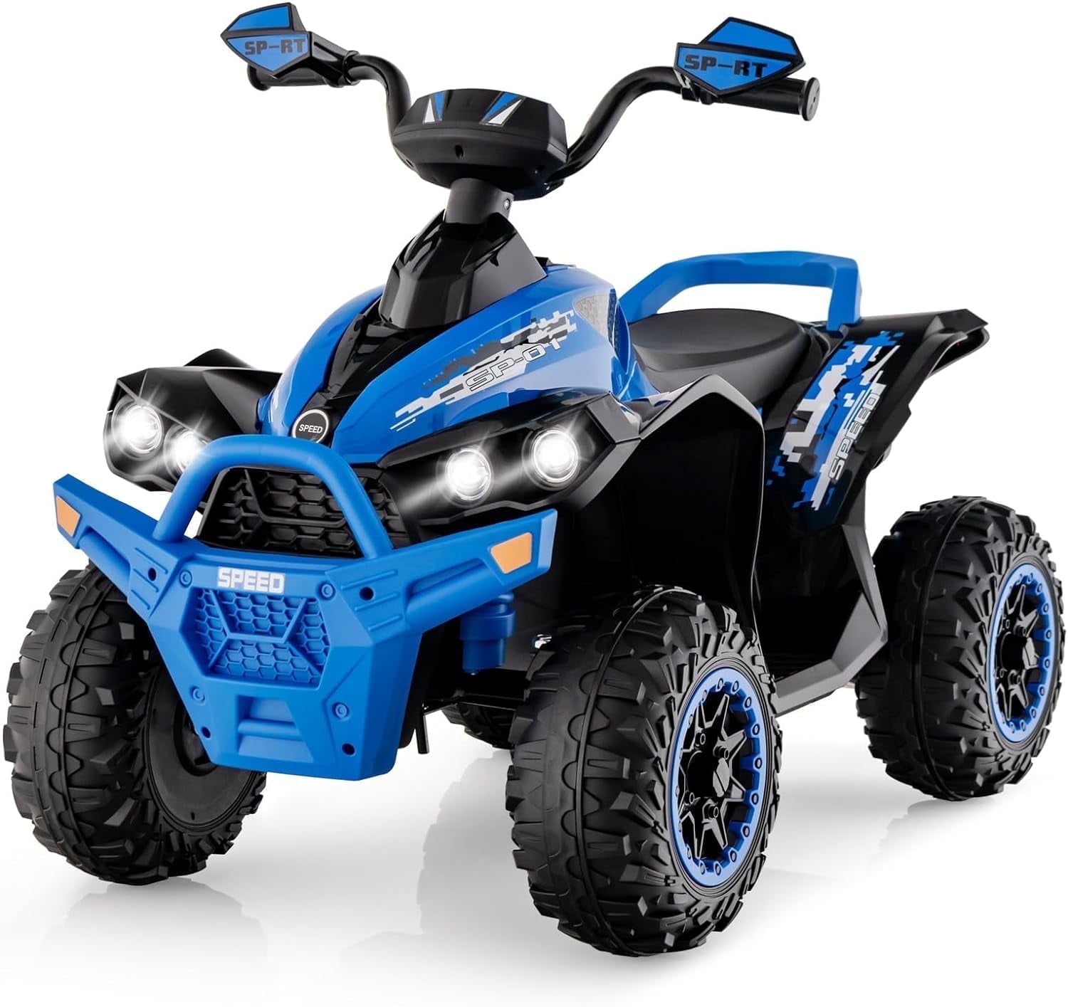 OLAKIDS Kids Ride on ATV, 12V 4 Wheeler Quad Toy Vehicle with Music, Horn, High Low Speeds, LED Lights, Electric Ride On Toy, Battery Powered Wheels Car for Children 3-8 Years Old