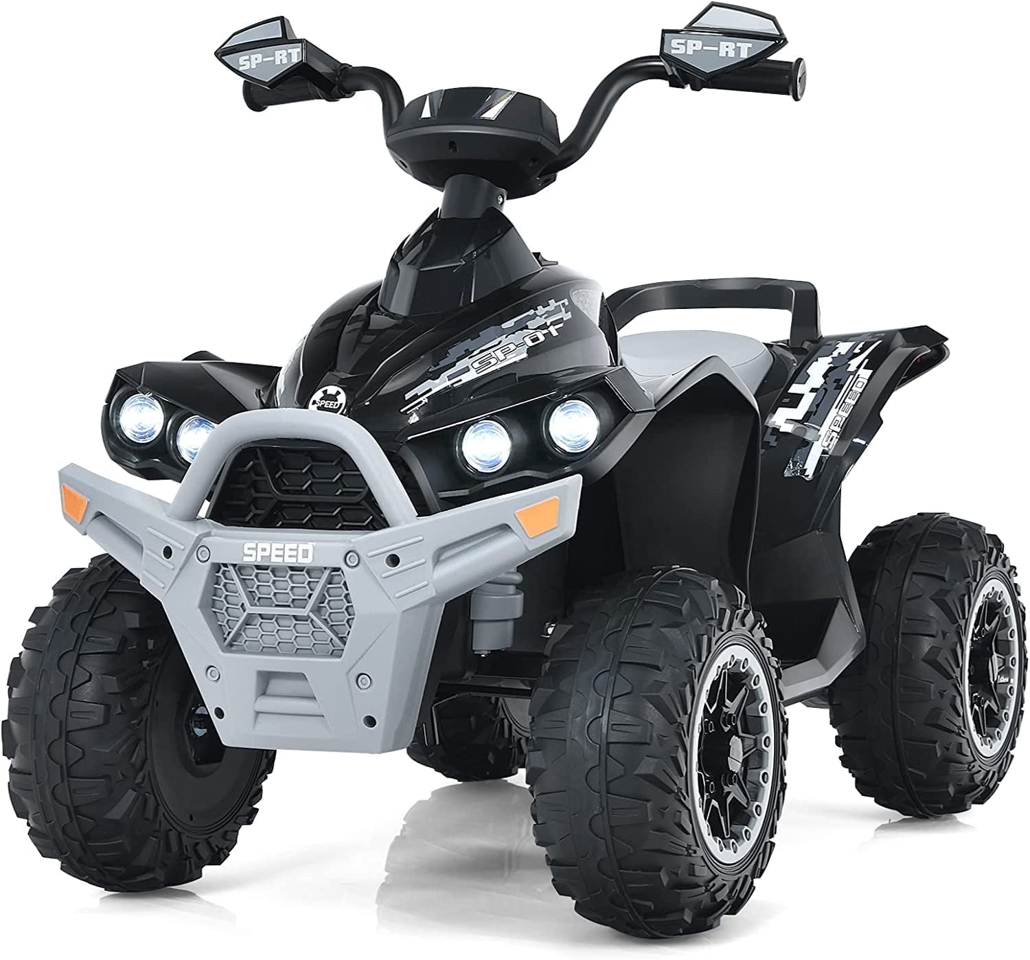 OLAKIDS Kids Ride on ATV, 12V 4 Wheeler Quad Toy Vehicle with Music, Horn, High Low Speeds, LED Lights, Electric Ride On Toy, Battery Powered Wheels Car for Children Over 3 Years Old (Black)