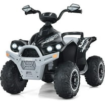 OLAKIDS Kids Ride on ATV, 12V 4 Wheeler Quad Toy Vehicle with Music, Horn, High Low Speeds, LED Lights, Electric Ride On Toy, Battery Powered Wheels Car for Children Over 3 Years Old (Black)