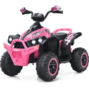 OLAKIDS Kids Ride on ATV, 12V 4 Wheeler Quad Toy Vehicle with Music, Horn, High Low Speeds, LED Lights, Electric Ride On Toy, Battery Powered Wheels Car for Children 3-8 Years Old
