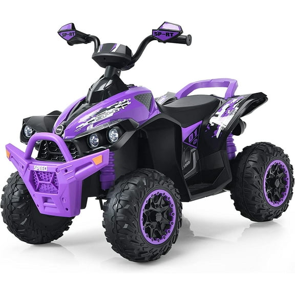 OLAKIDS Kids Ride on ATV, 12V 4 Wheeler Quad Toy Vehicle with Music, Horn, High Low Speeds, LED Lights, Electric Ride On Toy, Battery Powered Wheels Car for Children 3-8 Years Old