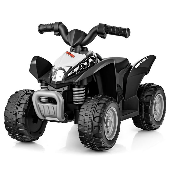 OLAKIDS Kids Ride On ATV, 6V Electric Vehicle for Toddlers, 4 Wheeler Battery Powered Motorized Quad Toy Car for Boys Girls with LED Lights, Horn (Black)