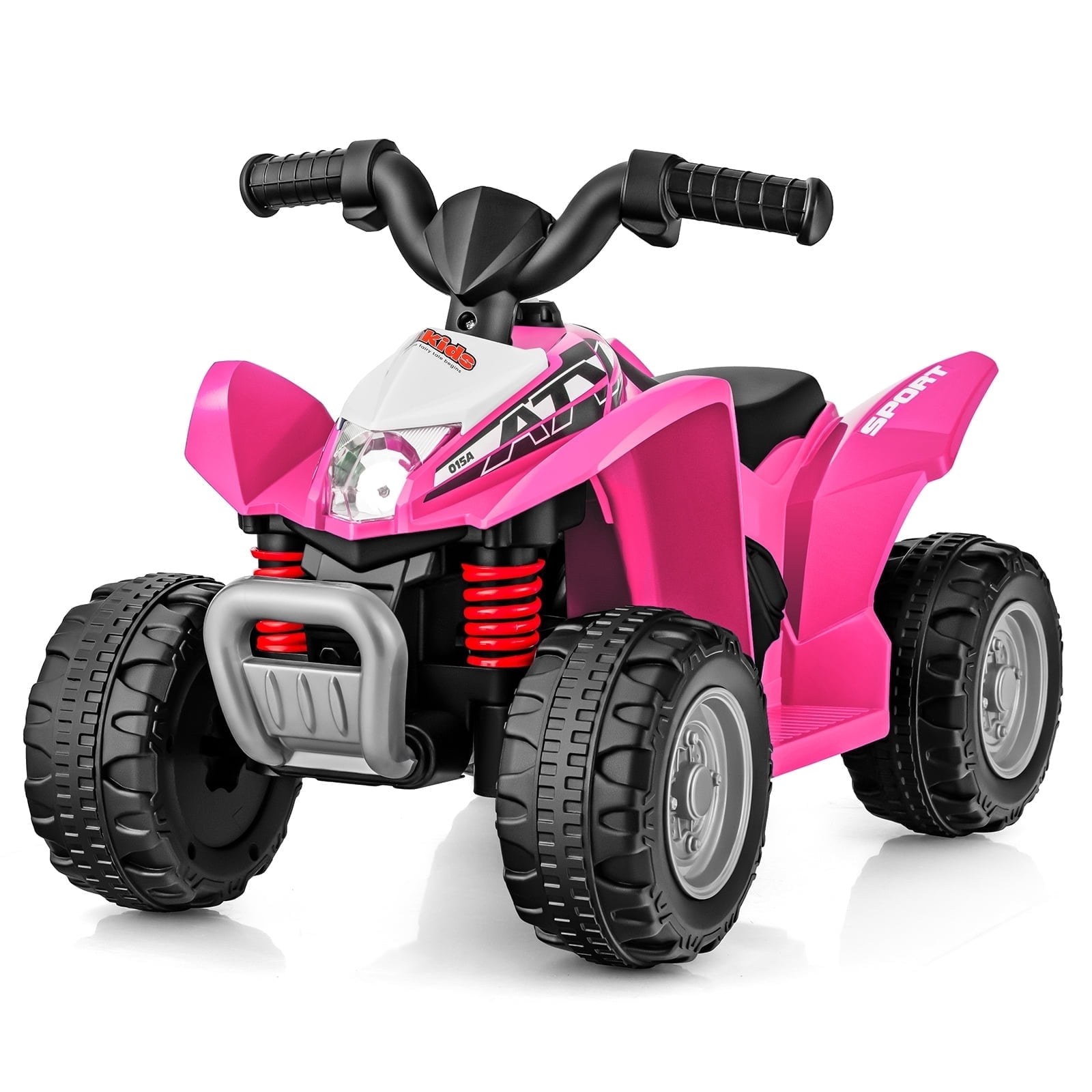 OLAKIDS Kids Ride On ATV, 6V Electric Vehicle for Toddlers, 4 Wheeler Battery Powered Motorized Quad Toy Car for Boys Girls with LED Lights, Horn (Coral)
