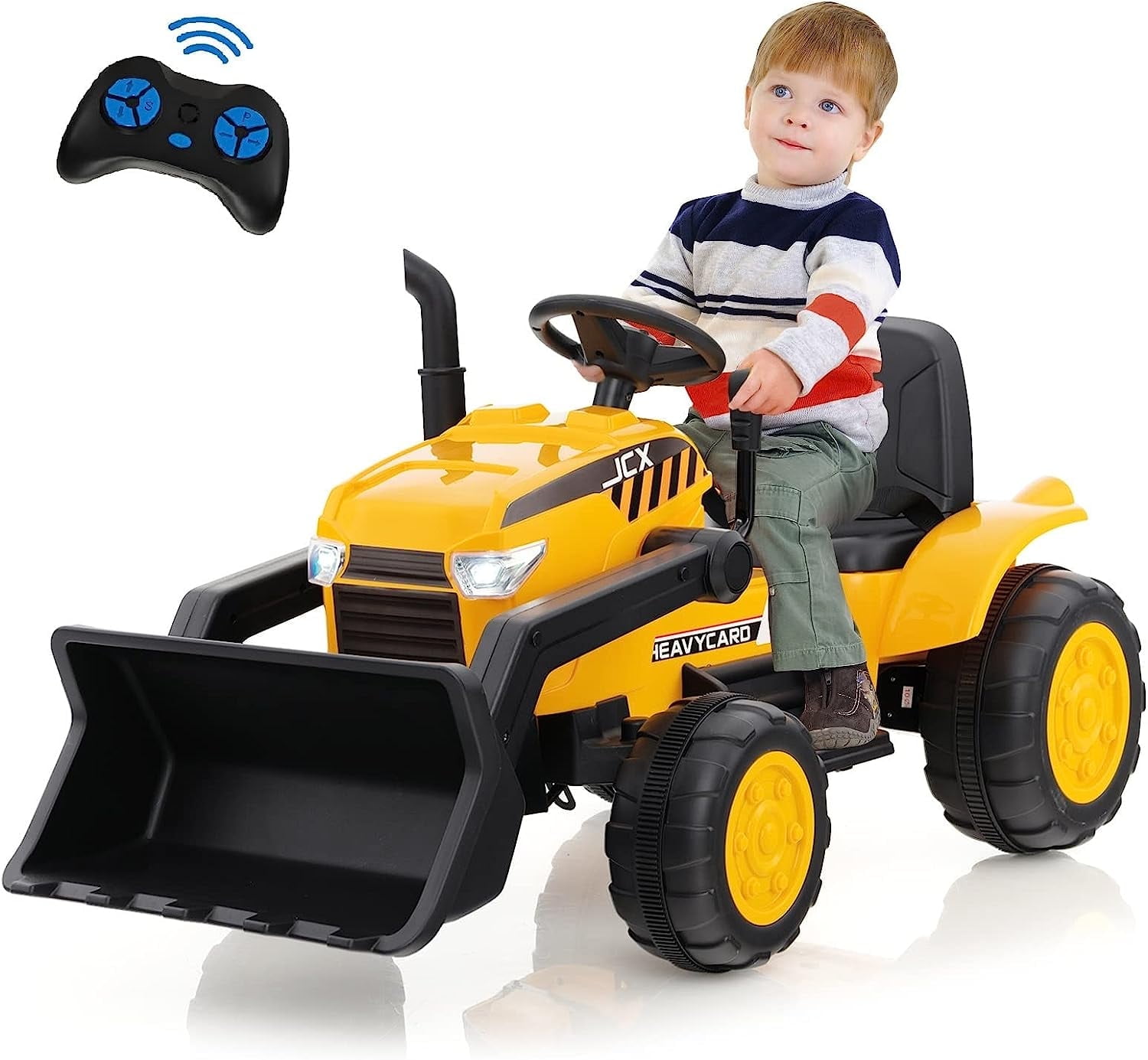 12V Yellow Kids Ride-On Excavator with Adjustable Bucket