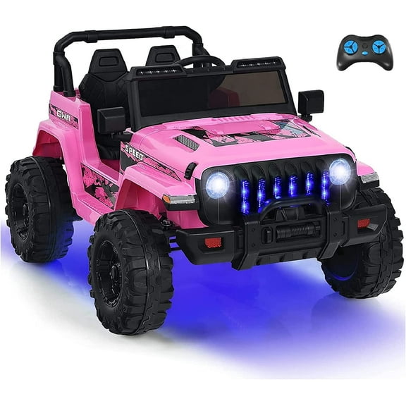 INFANS 12V Ride on Truck Car with Parents Remote Control, 3 Speeds, Bluetooth Music Radio, LED Lights, Soft Start, Electric Vehicles for Boys Girls Kids Toddler