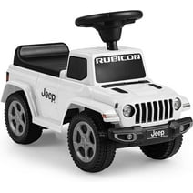 OLAKIDS Kids Ride On Push Car, Licensed Jeep Foot-to-Floor Sliding Toddler Toy with Engine Sound, Horn, Under Seat Storage, Baby Walking Racer Gift for Boys Girls Age 1.5-3 (White)