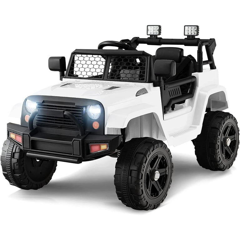 OLAKIDS 12V Kids Ride On Truck with Remote Control LED Lights Music USB Mp3 White Walmart