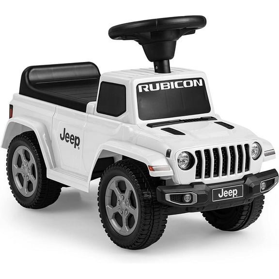 OLAKIDS Kids Ride On Push Car, Licensed Jeep Foot-to-Floor Sliding Toddler Toy with Engine Sound, Horn, Under Seat Storage, Baby Walking Racer Gift for Boys Girls Age 1.5-3 (White)