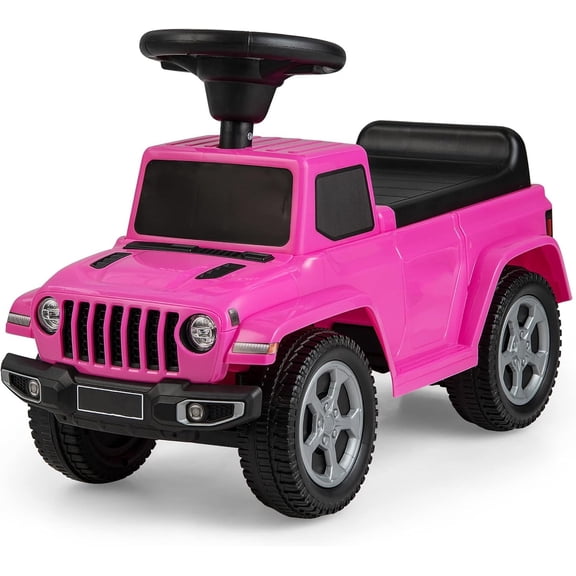 OLAKIDS Kids Ride On Push Car, Foot-to-Floor Sliding Toddler Toy with Engine Sound, Horn, Under Seat Storage, Baby Walking Racer Gift for Boys Girls Age 1.5-3 (Pink)