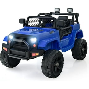 OLAKIDS Kids Ride On Truck, 12V Electric Vehicle Car with Remote Control, Toddlers Battery Powered Toy with 2 Speeds, Spring Suspension, Double Open Doors, LED Lights, Music, USB, Mp3 (Navy)