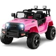 thumbnail image 1 of OLAKIDS Kids Ride On Truck, 12V Electric Vehicle Jeep Car with Remote Control, Toddlers Battery Powered Toy with 2 Speeds, Spring Suspension, Double Open Doors, LED Lights, Music, USB, Mp3 (Pink), 1 of 10