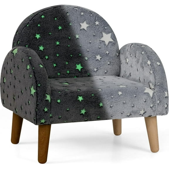 OLAKIDS Kids Sofa with Glow in The Dark, Toddler Armchair Couch with Solid Wooden Frame Anti-Tipping, Upholstered Comfy Foam Children Chair for Kindergarten Playroom Preschool, Gift for Boys Girls