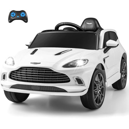 OLAKIDS Licensed Aston Martin DBX Kids Ride On Car, 12V Electric Vehicle with Remote Control, Toddlers Battery Powered Toy Gift with Wheels Suspension, Bluetooth, LED Lights, Music, FM, USB (White)