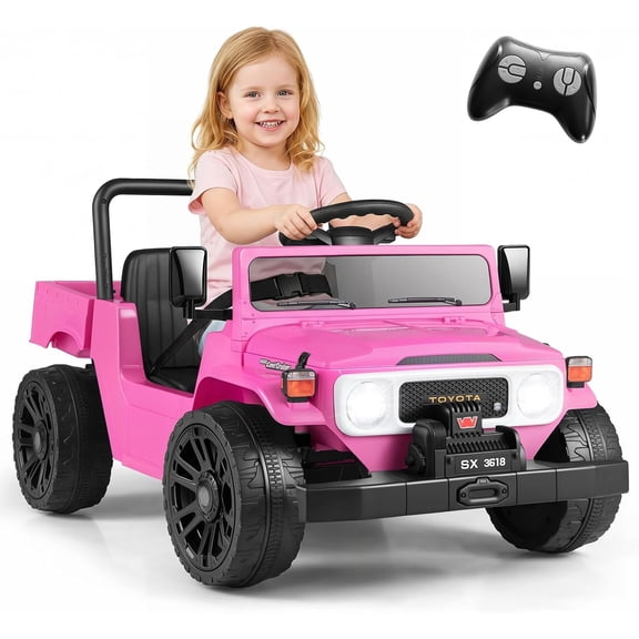 OLAKIDS Licensed Electric Car for Kids, 12V Ride On Car with Dump Bed, Remote Control, Music & Light, Bluetooth, Ride On Truck for Boys Girls 3+ Years