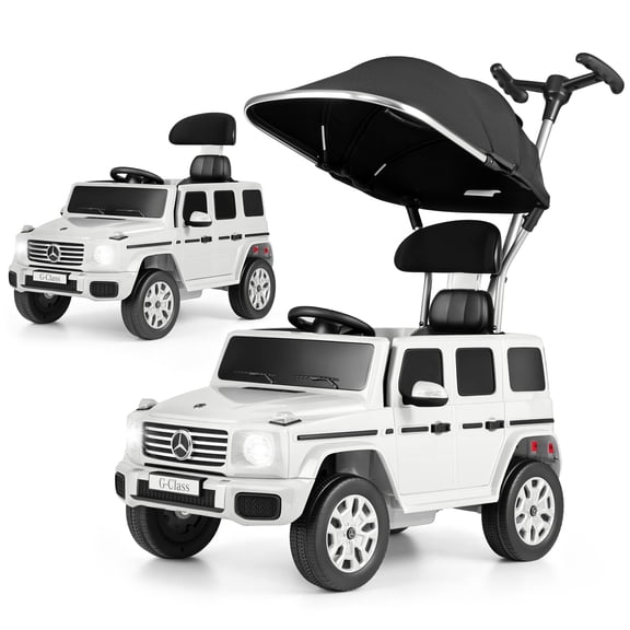 INFANS Licensed Mercedes Benz Push Car for Toddlers, Outdoor Ride on Toy with Parent Control Handle, Adjustable Canopy, Horn, LED Lights for 3+ Years