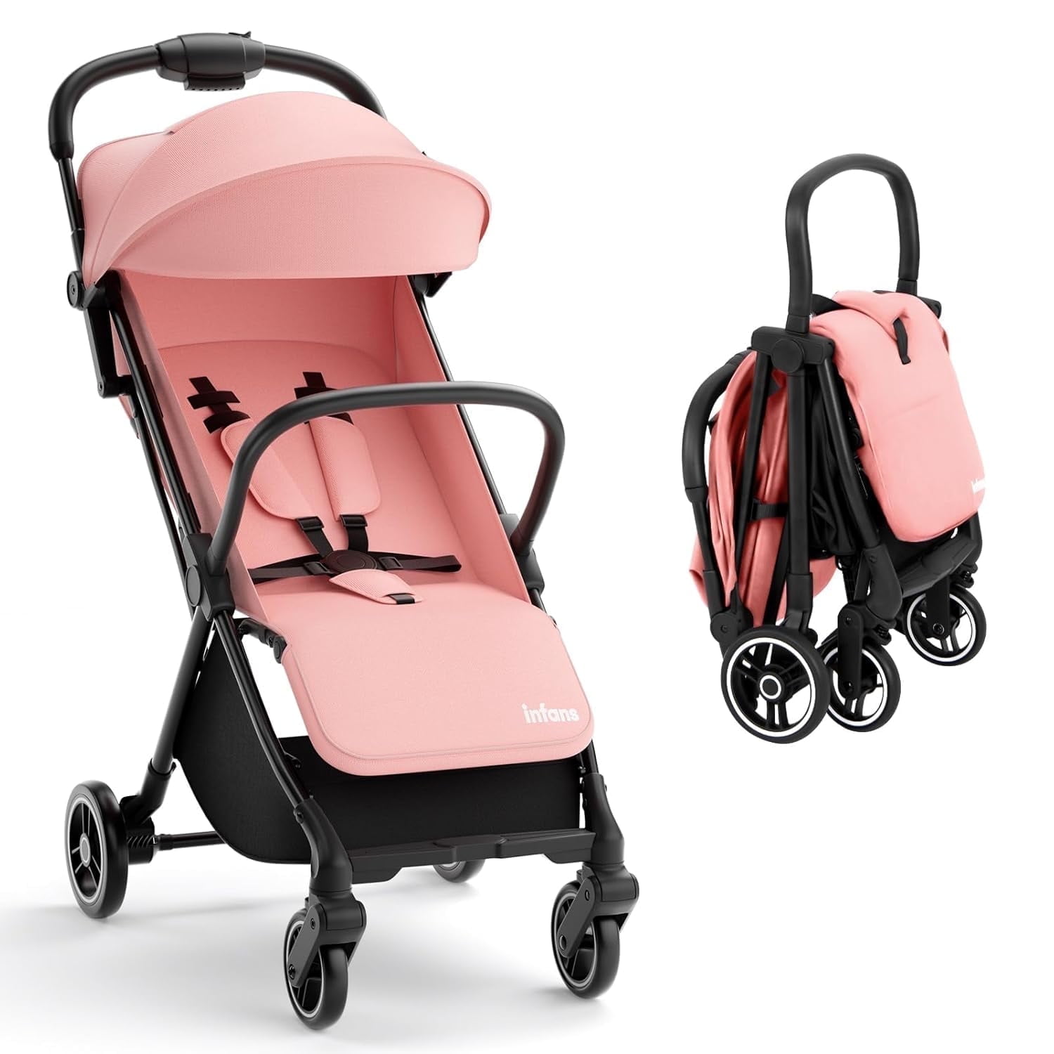 INFANS Lightweight Baby Stroller, Foldable Compact Travel Stroller