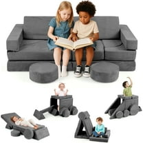 OLAKIDS Modular Kids Play Couch, 13 PCS Toddler Creative Sectional Fort Building Sofa for Bedroom, Playroom, Children Convertible Versatile Soft Foam Furniture Playset Crawling Floor Cushion