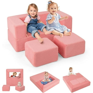 OLAKIDS Modular Kids Play Couch, Toddler Sectional Fort Building Sofa for Playroom, Bedroom, Convertible Soft Foam Furniture Playset and Floor Cushion for Boys and Girl