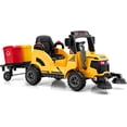 thumbnail image 1 of OLAKIDS Ride on Car, 12V 2 in 1 Kids Street Sweeper Truck Electric Vehicle with Remote Control, Rotatable Cleaning Brushes, Removable Trash Bins, Toddlers Battery Powered Construction Toy (Yellow), 1 of 9